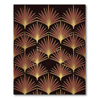 Art Deco Golden Burgundy Fan Rug