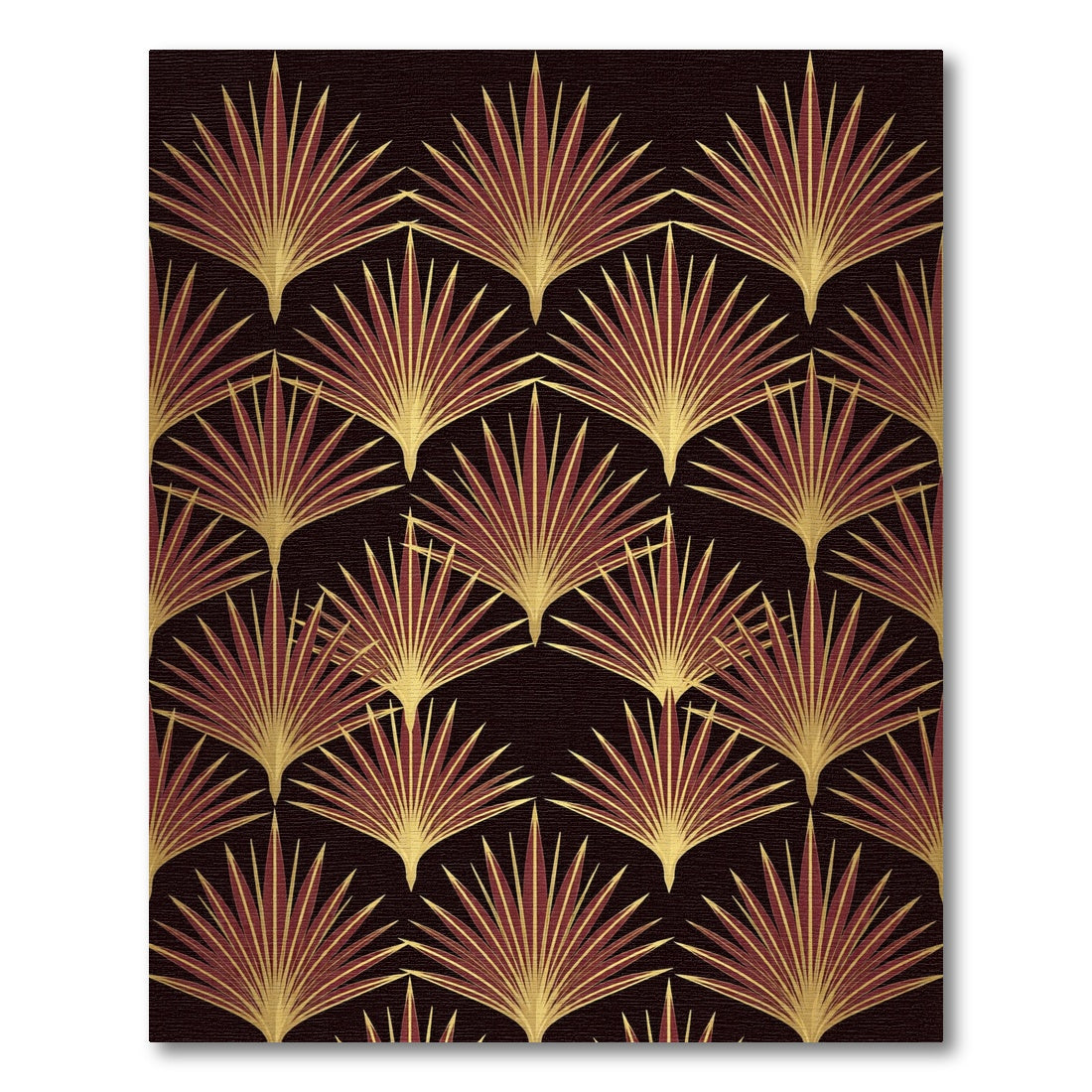 Art Deco Golden Burgundy Fan Rug