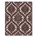 Elegant Burgundy Damask Floral Scroll Rug