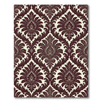 Elegant Burgundy Damask Floral Scroll Rug