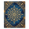 Ornate Gold Floral Medallion Navy Rug