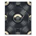 Retro Monochrome Vinyl Record Composition Rug