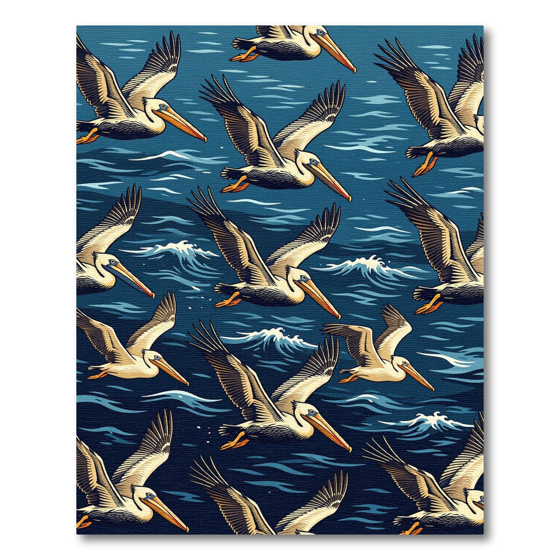 Flying Pelican Navy Nautical Ocean Art Rug