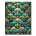 Ornate Teal Green Fan Arrangement Rug