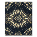 Radiant Gold Sunburst Geometric Emblem Rug