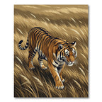 Golden Tiger Amidst Tall Grasses Rug