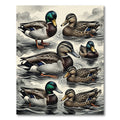 Placid Mallard Duck Pond Illustration Rug