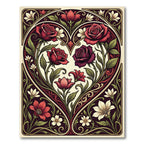Elegant Romantic Rose Heart Floral Art Rug