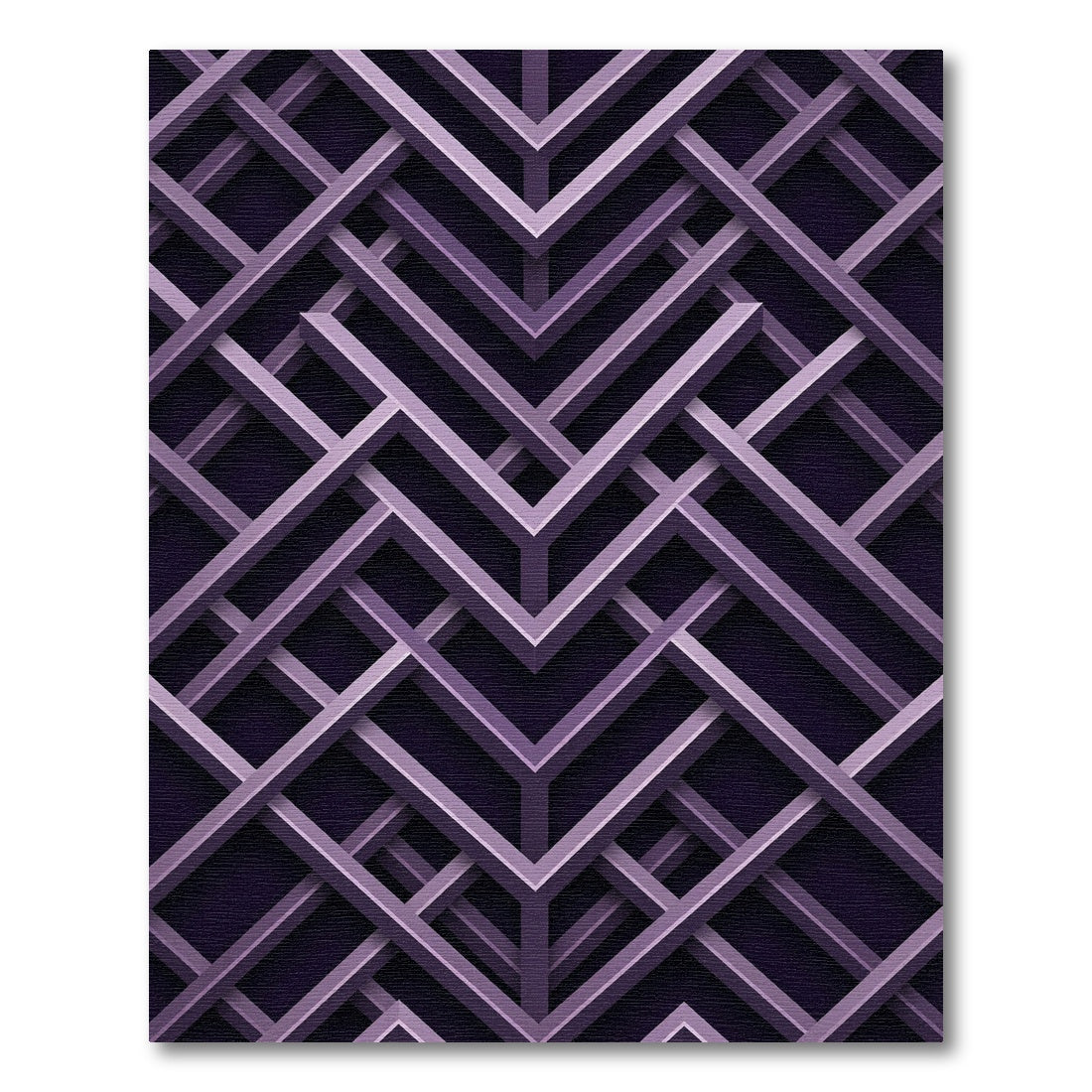Modern Geometric Violet Interlocking Lattice Rug