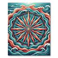 Vibrant Teal and Coral Nautical Compass Rug