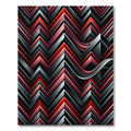 Modern Crimson Black Chevron Wave Rug