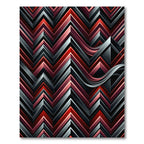 Modern Crimson Black Chevron Wave Rug