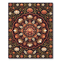 Intricate Orange Crimson Lotus Mandala Rug