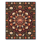 Intricate Orange Crimson Lotus Mandala Rug