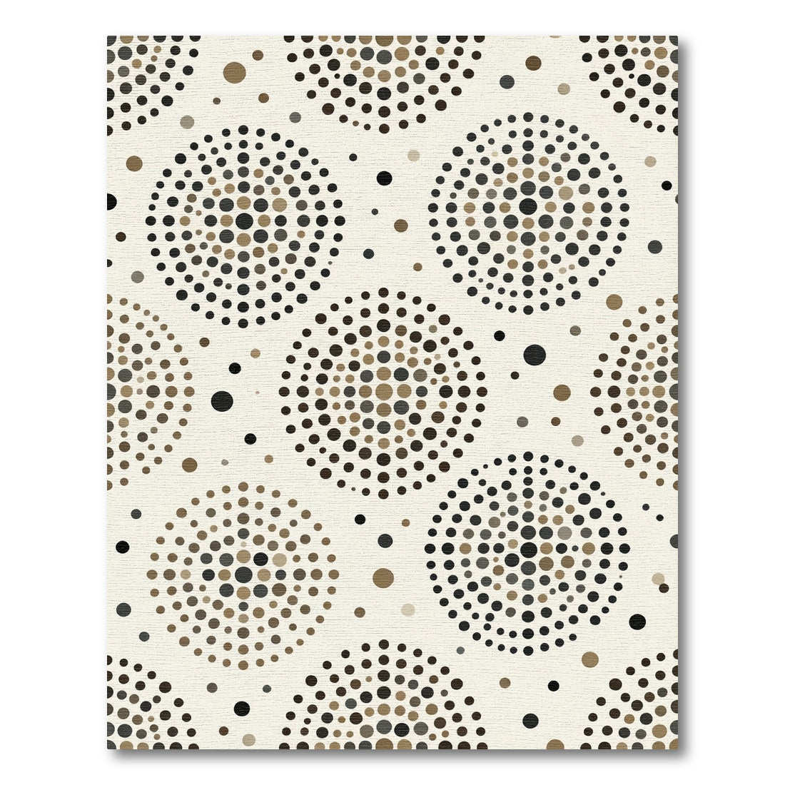 Neutral Earth Tone Polka Dot Mandala Rug