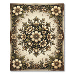 Vintage Cream Floral Medallion Illustration Rug