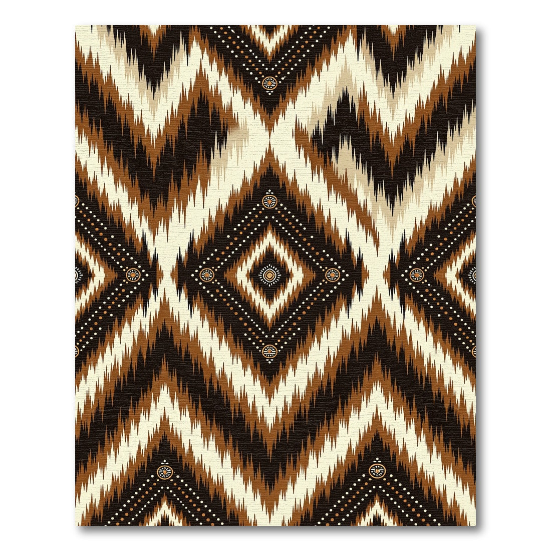 Earthy Brown Ikat Tribal Diamond Rug