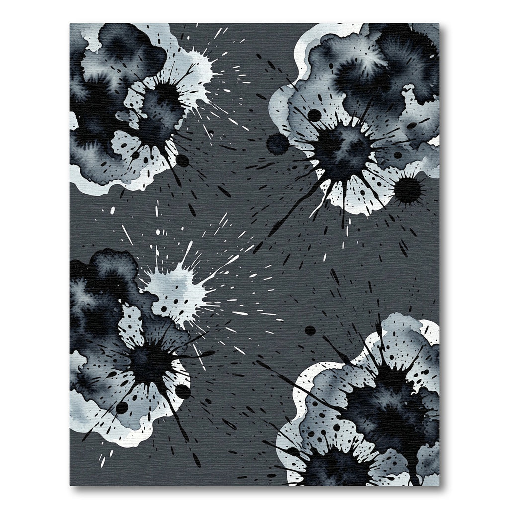 Modern Monochrome Ink Splatter Artful Rug