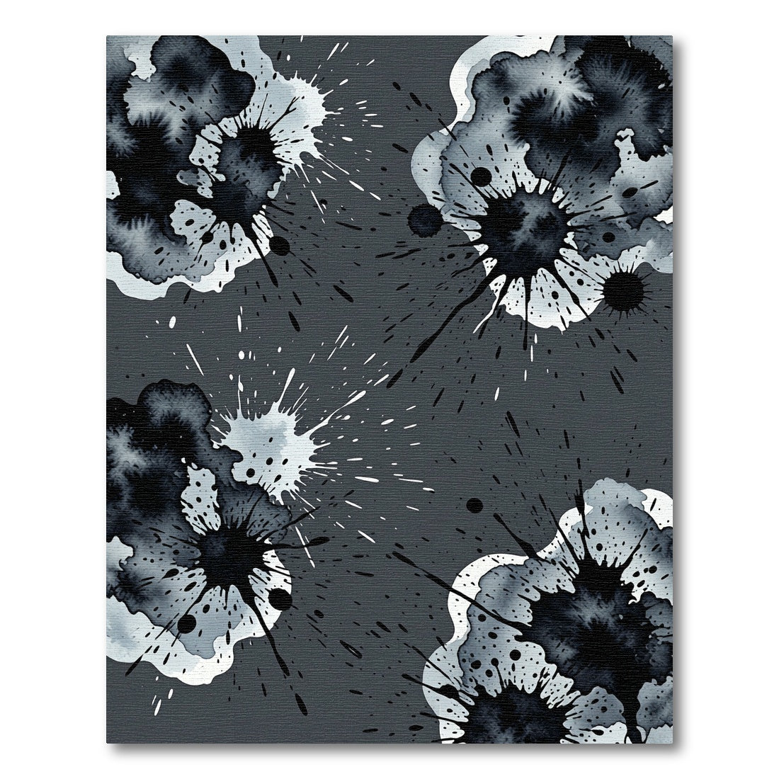 Modern Monochrome Ink Splatter Artful Rug