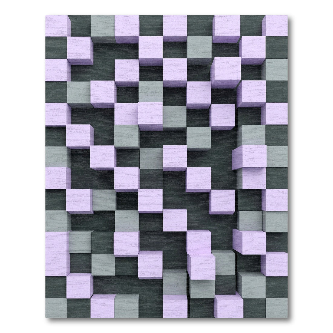 Lavender Gray Checkerboard Cubes Rug