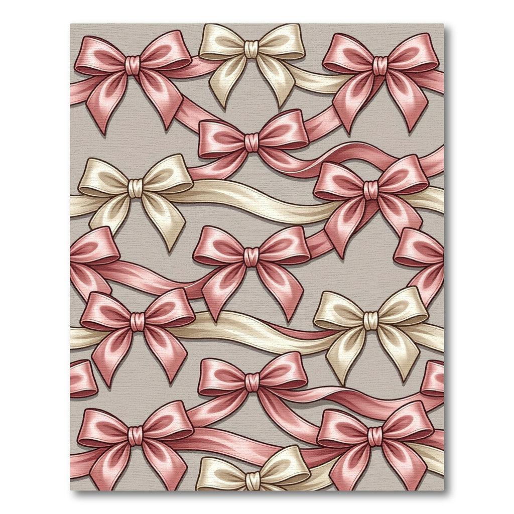 Elegant Dusty Pink Satin Ribbon Bows Rug