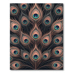 Elegant Copper Peacock Feather Art Rug