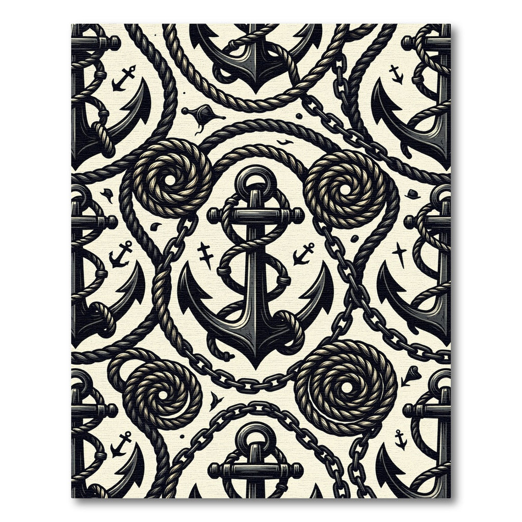Nautical Anchor Chain Rope Composition Rug