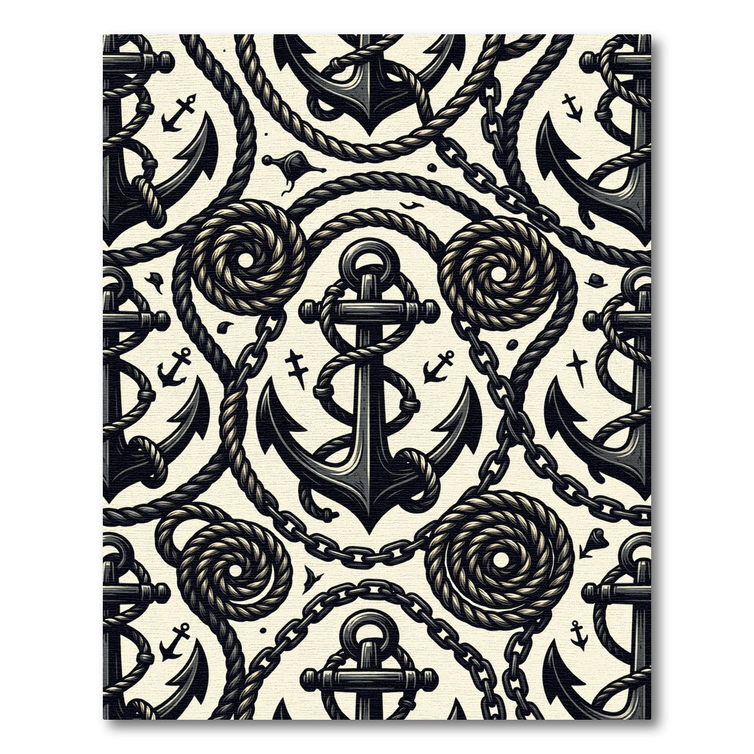 Nautical Anchor Chain Rope Composition Rug