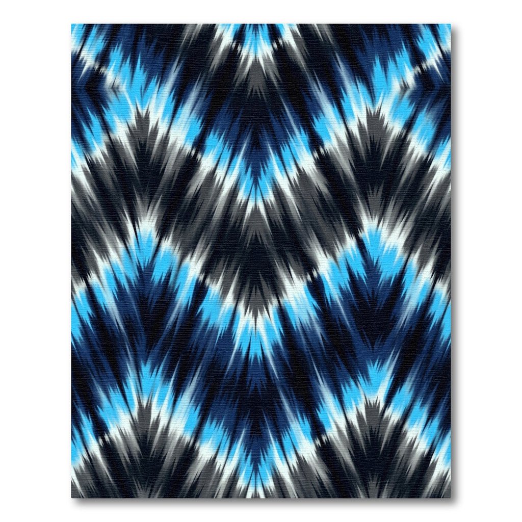 Electric Blue Grey Chevron Ikat Rug