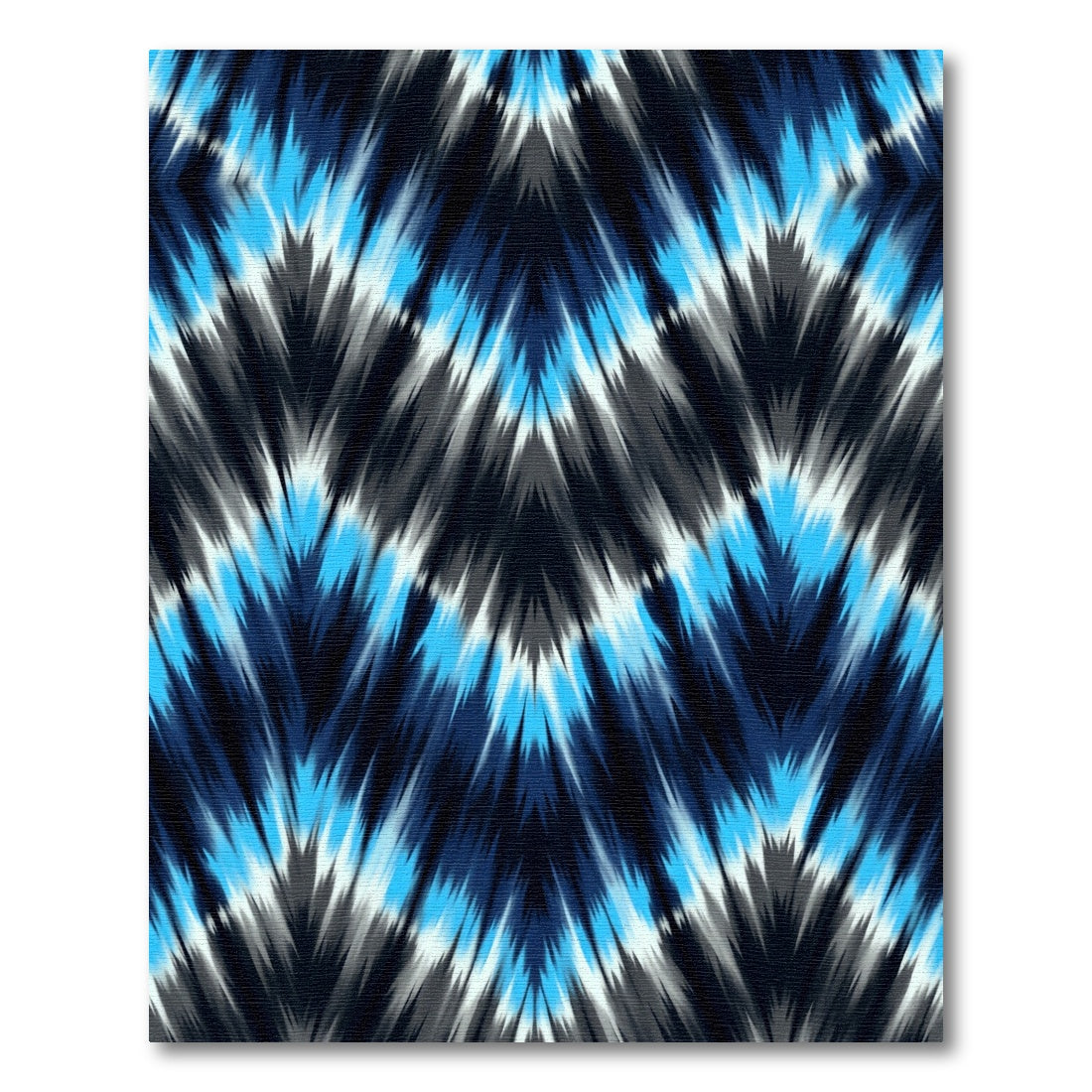Electric Blue Grey Chevron Ikat Rug