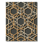 Sophisticated Gold Charcoal Geometric Hexagon Rug