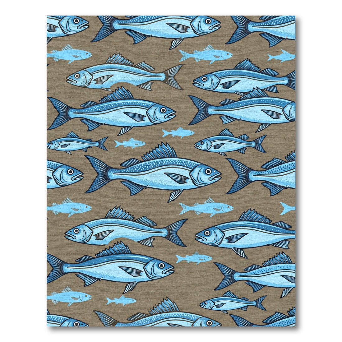 Coastal Blue School of Fish Illustration Rug
