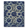 Deep Blue Vintage Floral Scroll Rug