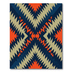 Bold Navy Orange Geo Diamond Zigzag Rug