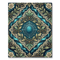Ornate Teal Victorian Rose Damask Rug