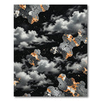 Abstract Gray Orange Cloudscape Texture Rug