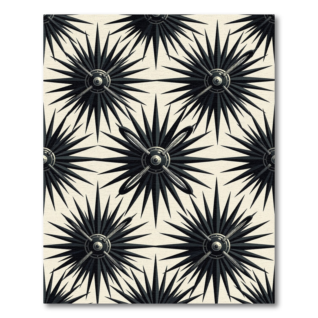 Monochromatic Spiky Starburst Radial Rug