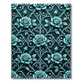 Gothic Teal Rose Trellis Ironwork Rug