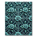 Gothic Teal Rose Trellis Ironwork Rug