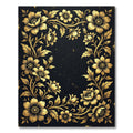 Elegant Golden Floral Flourish Black Frame Rug