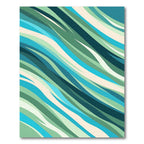 Modern Teal and Sage Wave Abstract Rug