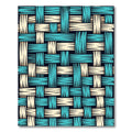Teal and Cream Interwoven Woven Check Rug