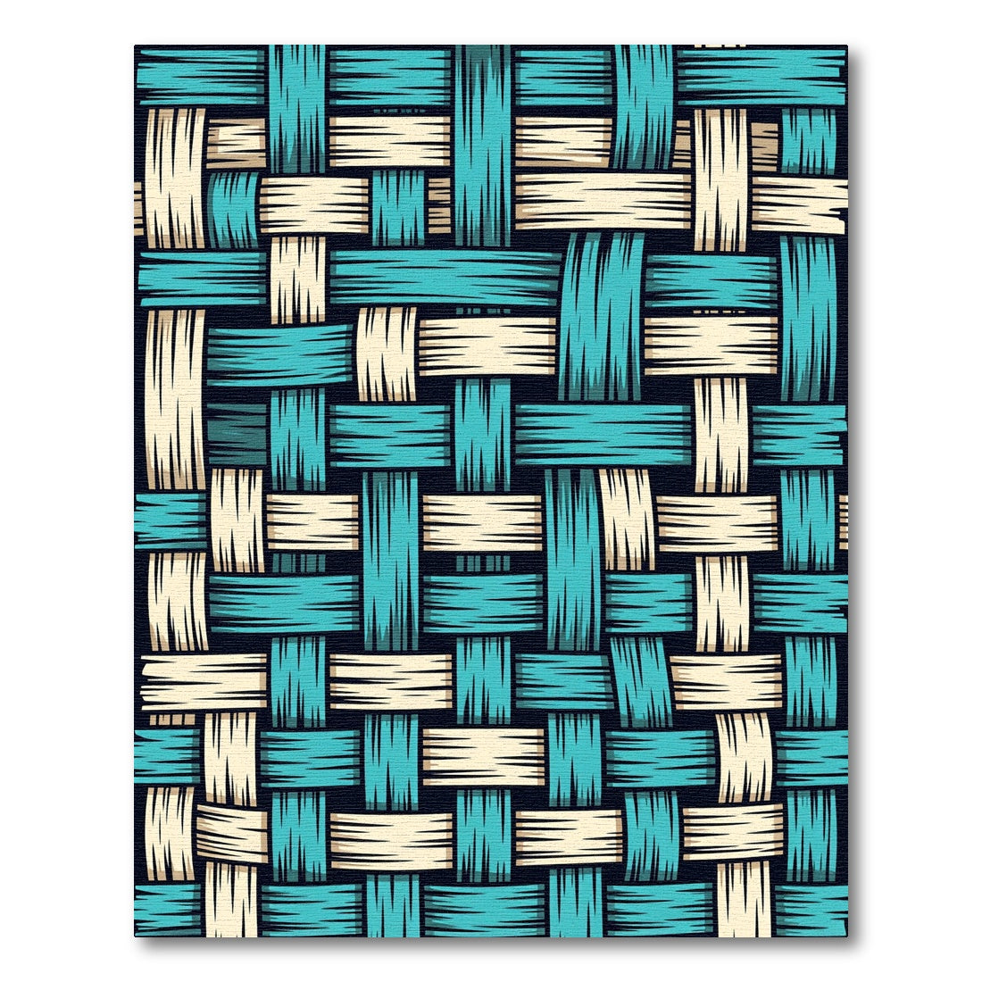 Teal and Cream Interwoven Woven Check Rug