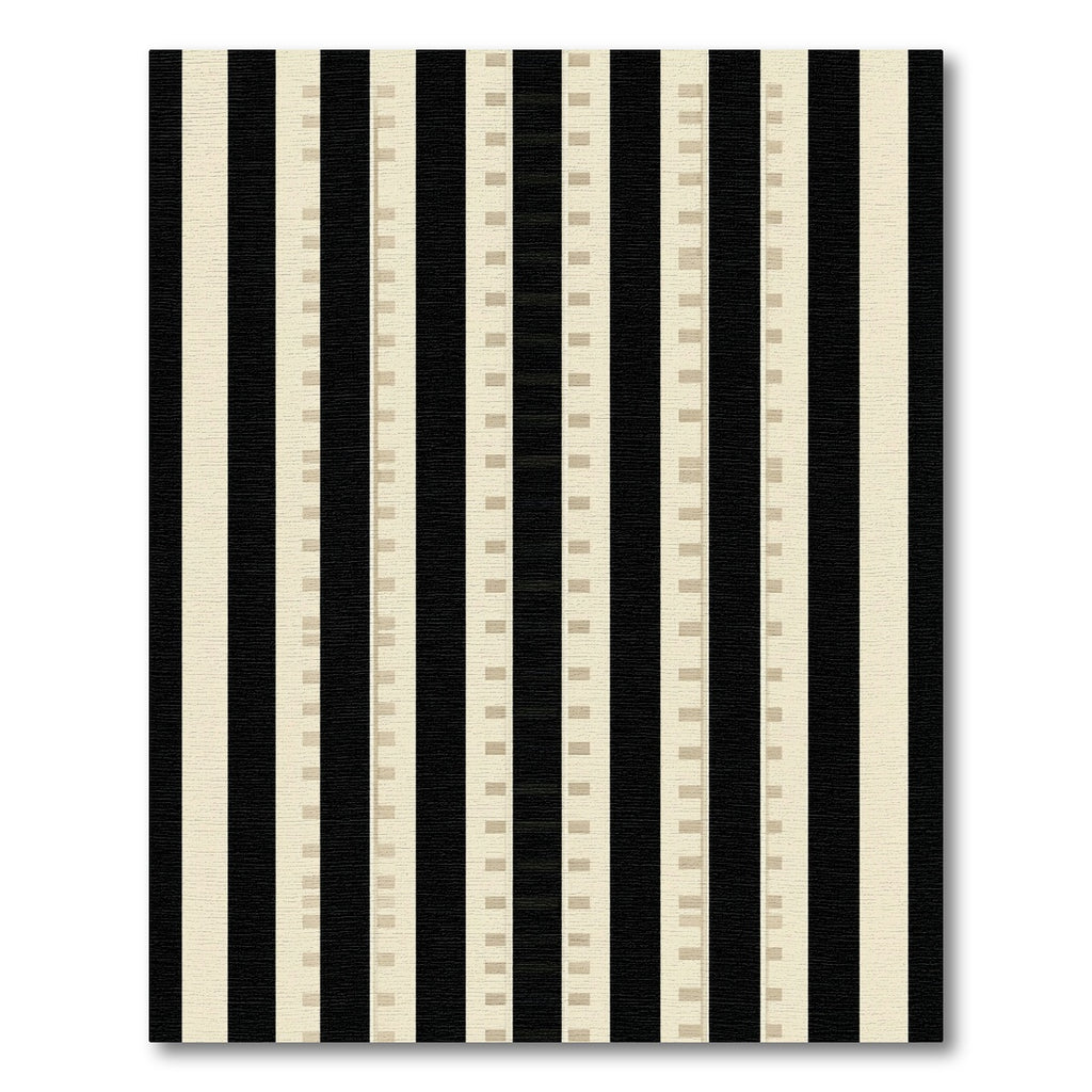 Cream and Black Geometric Stripe Rug