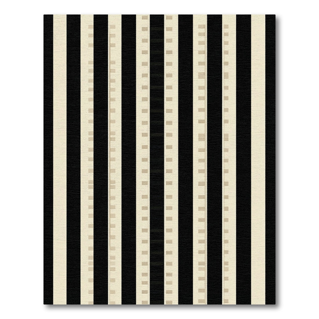 Cream and Black Geometric Stripe Rug