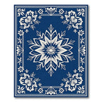 Deep Blue Floral Star Medallion Rug