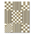 Tan Cream Checkerboard Stripe Collage Rug
