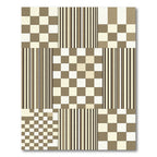 Tan Cream Checkerboard Stripe Collage Rug