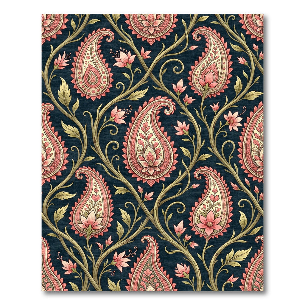Elegant Pink Paisley Floral Vine Rug