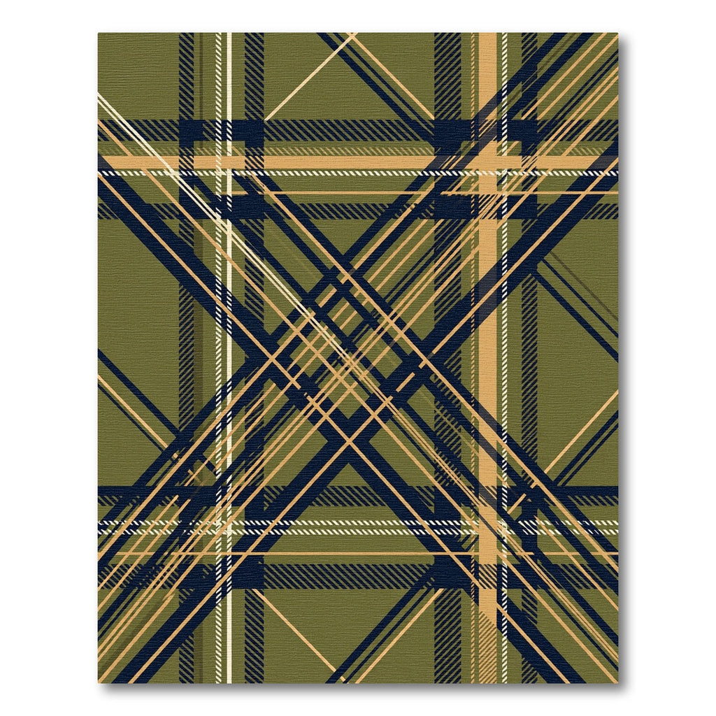 Olive Green and Navy Plaid Grid Rug